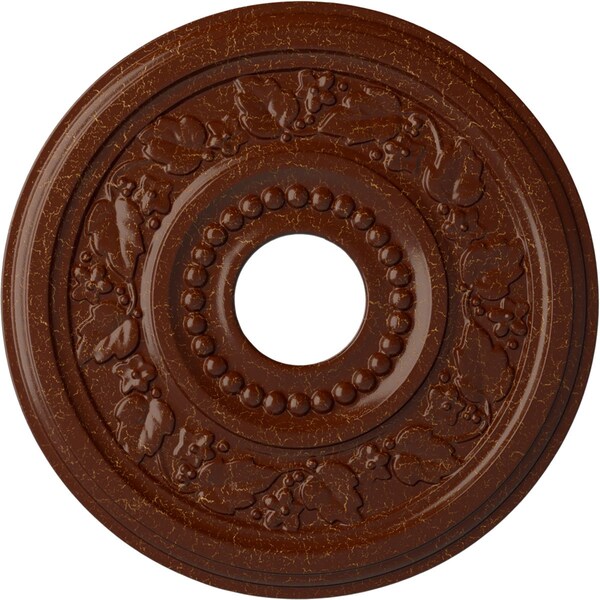 Ekena Millwork Genevieve Medallion (Canopies up to 3 1/2"), 16 1/8"OD x 3 1/2"ID x 7/8"P, Burnished Mahogany CM16GNBMC - main